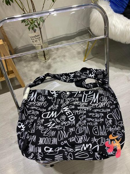 

backpack men's women's we11done barrage print canvas shoulder bag messenger welldone casual high street couple