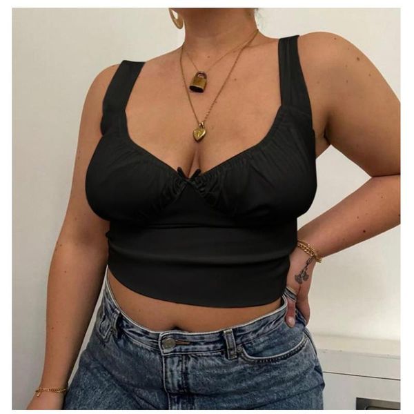 

women's t-shirt women summer cute crop tanks white ruched bow slim camis ladies wide strap tees skinny femme camisole mt4319