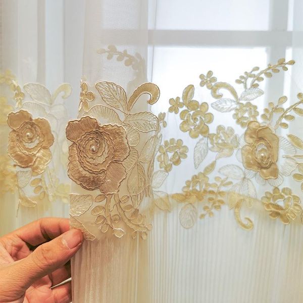 

curtain & drapes luxury embossed three-dimensional flower tulle curtains for bedroom living room elegant decorative window voile