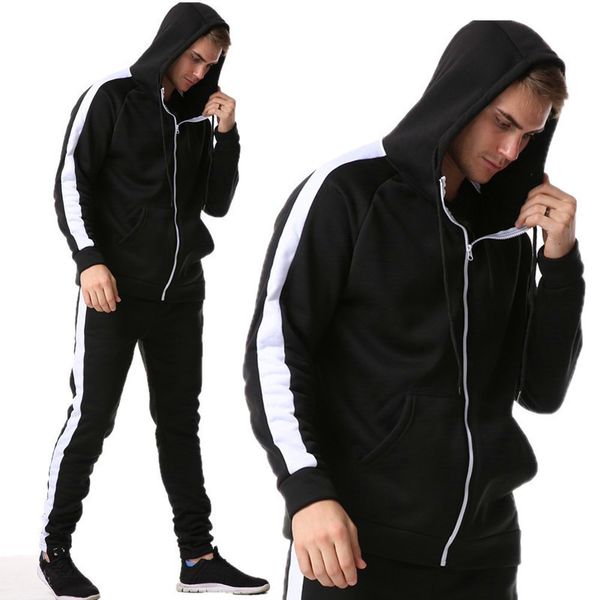 

men's large plush suit casual men's hoodie, Black