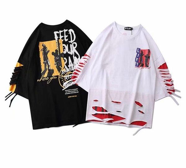 

men's t-shirts korean version of the trend hooded printed t-shirt youth spring summer thin clothes everyday casual short sleeves, White;black