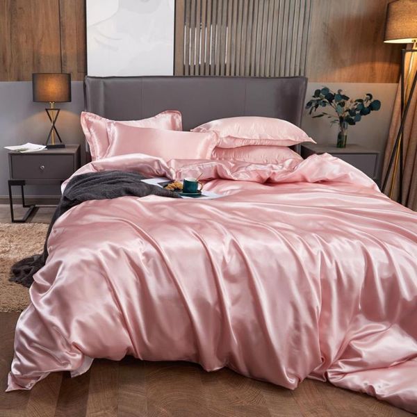 

bedding sets 2021 luxury solid color bed sheets smooth set soft duvet cover  king size fitted sheet for home textile