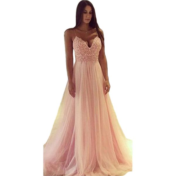 

party dress women pink summer europe and america fashion v neck slim lace mesh stitching maxi feminina lr786 210531, Black;gray