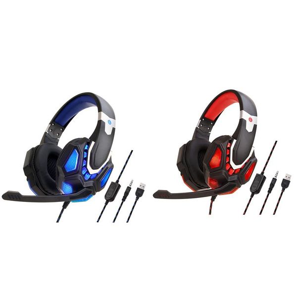 

headphones & earphones gaming headset sound stereo led wired with microphone lapphone pc volume control for ps4 one
