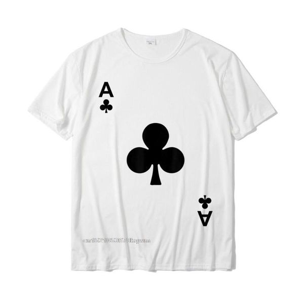 

men's t-shirts ace of clubs tshirt blackjack cards poker 21 a tee shirt cotton tees hip hop fitted casual t, White;black