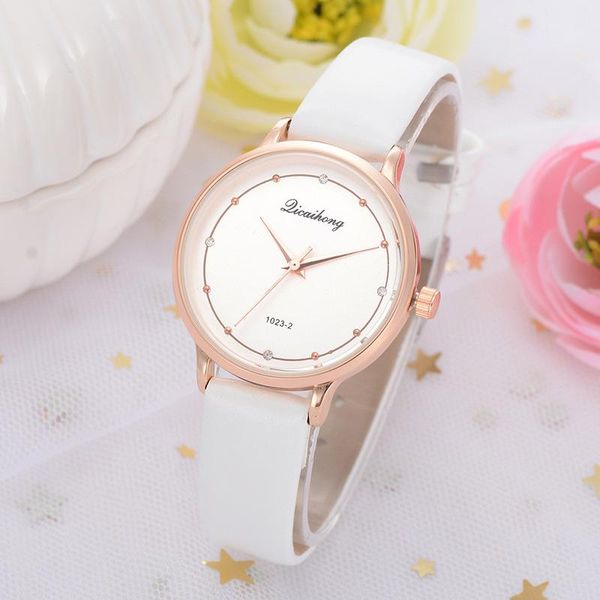 

wristwatches women bracelet watches leather strap quartz watch for dress ladies female clock, Slivery;brown