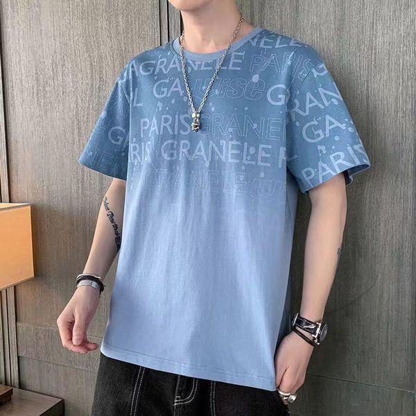 

men's t-shirts [100% cotton] short sleeved cotton t-shirt ins summer student youth trend loose round collar men, White;black