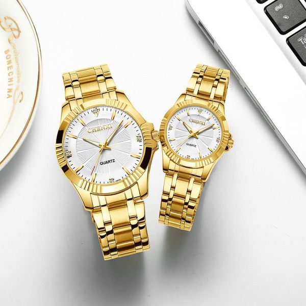 

wristwatches chenxi couple watch diamond gold luxury ultra-thin large dial simple waterproof fashion business casual quartz wa233, Slivery;brown