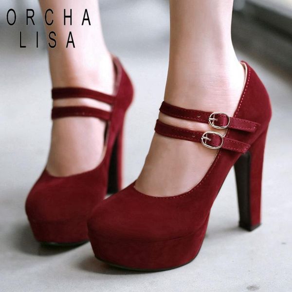 

dress shoes orcha lisa 12cm ultra high heels pumps women platfrombuckle women's botas mujer big size 44 47, Black