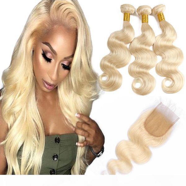 

grade 613 blonde bundles with closure peruvian body wave virgin human hair weave 613 honey blonde bundles with closure, Black;brown