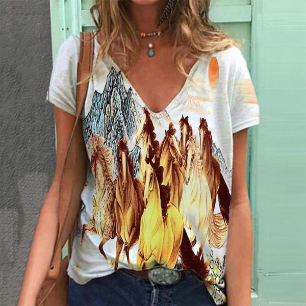 

women's t-shirt harajuku t shirt women plus size short sleeve natural printed v-neck tee camisetas de mujer ropa, White