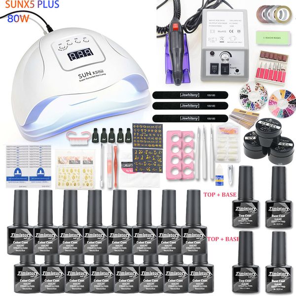 

30pcs gel polish kit 80w new led lamp set art salon for new tools with nail drill machine