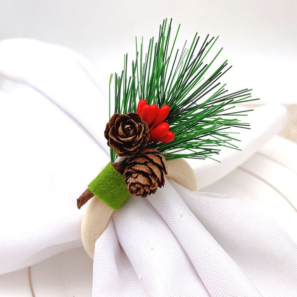 WLY Pine Cone Napkin Rings- Christmas Table Decoration with Holders for Hotel/Home- BH5363, Simulated Design, Trinkets & Towel Buckle.