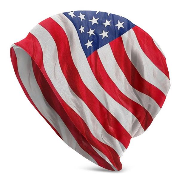 

american face flag autumn female warm beanies double used cycling bonnet hats