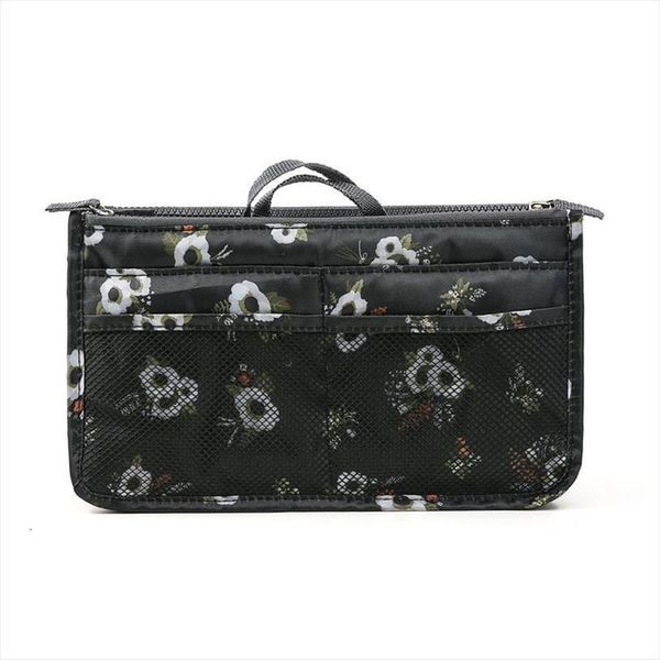 

polyester silk floss toiletry cosmetic bag large capacity handle fashion printing makeup organizer for travel