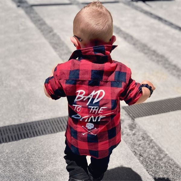 

1-6t toddler kid baby girl boy clothes autumn pliad shirt long sleeve red blouse party club formal gentleman children outfit, White