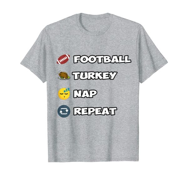 

football turkey nap repeat funny thanksgiving t-shirt, White;black