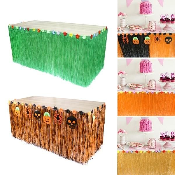 

party decoration artificial grass table skirt hawaiian tropical luau tableware
