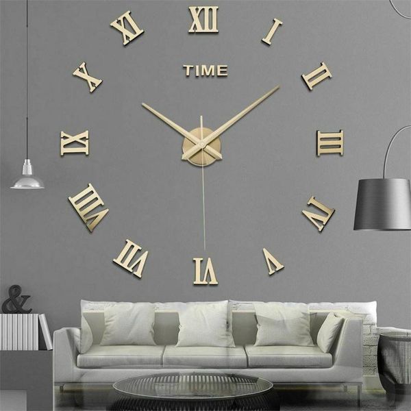 

new 3d acrylic mirror wall clock diy stickers still life clocks living room clocks home decoration modern quartz watch 40*40cm