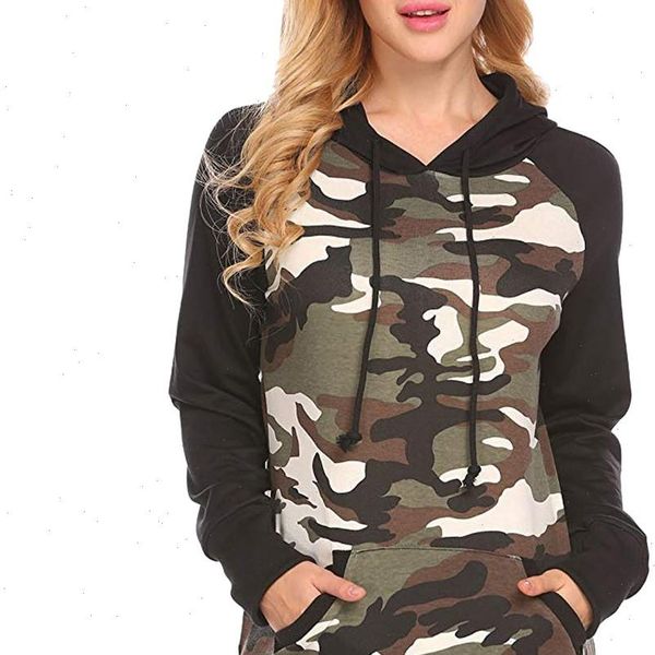

sweatshirts women fashion camouflage print o neck long sleeve sweatshirt pullover 2021 new ladies casual loose crop top, Black