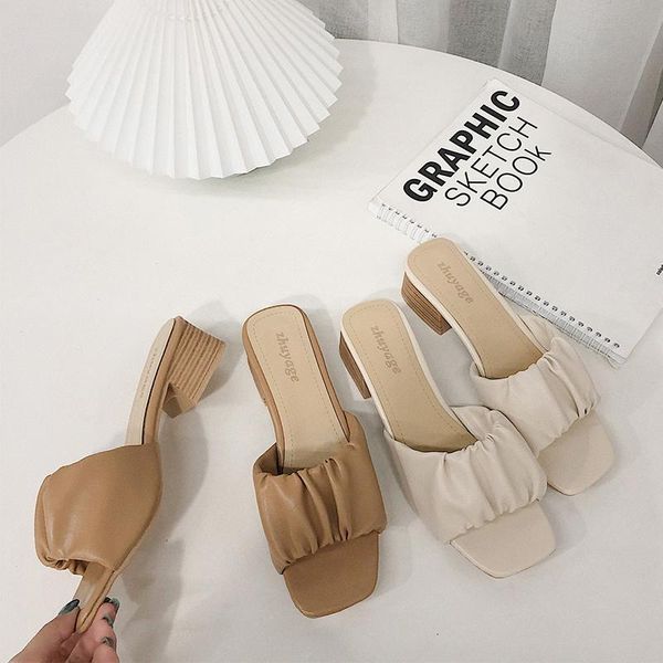 

slippers women platform 2021 spring outdoor open toe elegant solid sandals brand design summer shoes female heels, Black