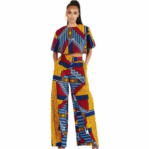 

set of two plays new fashion clothes dashiki flower print suit super elastic pants party for women outfits lp2y, Red