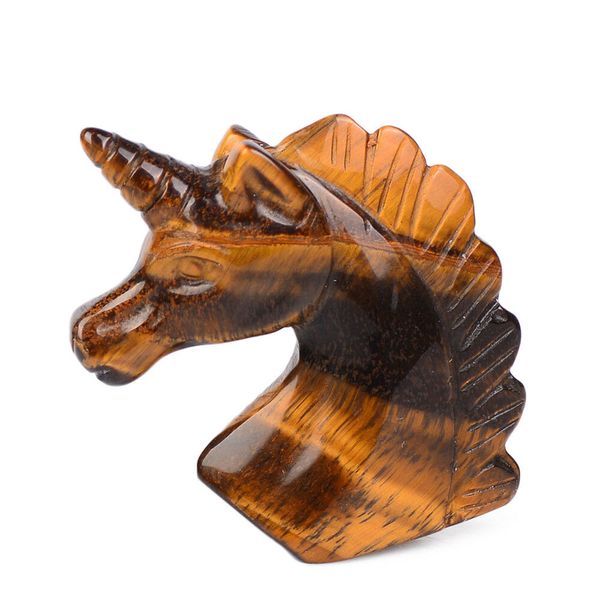 Figurina di cavallo intagliato con esemplare di unicorno in cristallo di pietra naturale occhio di tigre da 2 pollici 1 PC