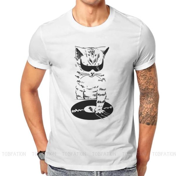 

men's t-shirts dj scratch hip hop tshirt music art creative streetwear leisure t shirt male short sleeve gift clothes, White;black