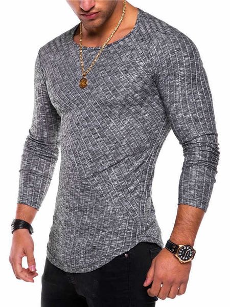 

bar pit solid color stitching arc bottom hem t-shirt round neck men's, White;black