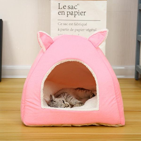 

cat beds & furniture pet dog tent house kennel winter warm nest soft foldable sleeping pad animal puppy cave mat supply