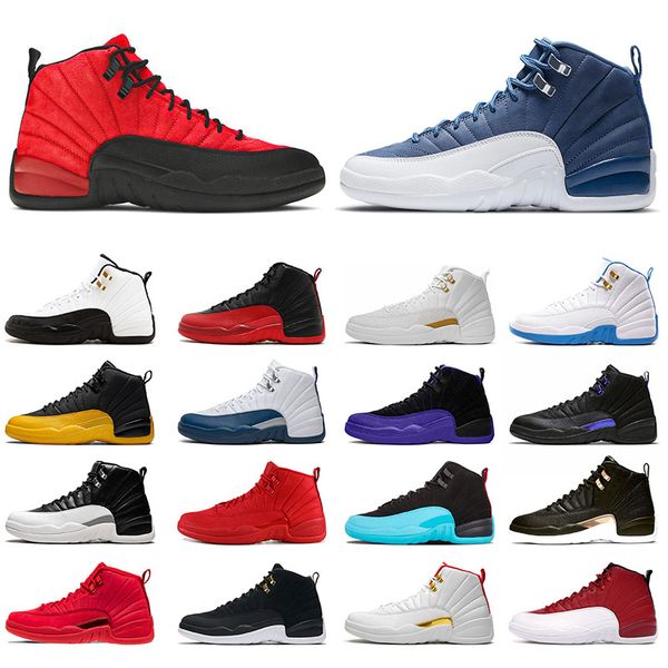 

original jumpman 12 mens basketball shoes with box stone blue flu game university gold 12s xii gamma blue french men sport sneakers trainers