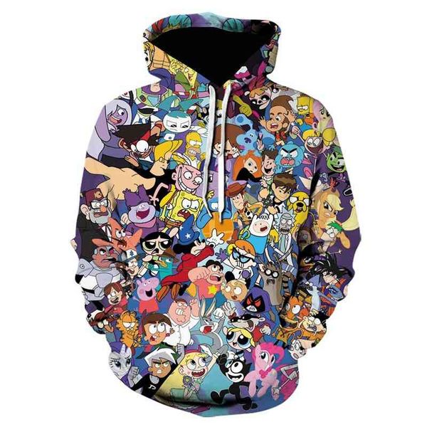 

women's hoodies & sweatshirts 90s of cartoons paste hoodiefunny impression anime cute 3d series hoodie boys 0y85, Black
