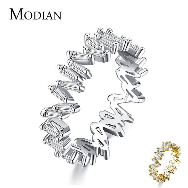 

cluster rings modian 2021 real 925 sterling silver irregular emerald cut cz finger ring for women classic luxury sparkling fine jewelry gift, Golden;silver