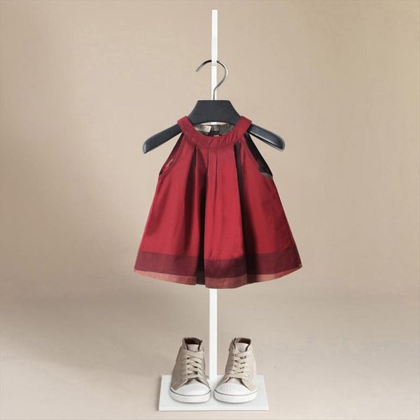 

girl baby sleeveless plaid stripe dress cartoon birthday female summer clothes kids, Red;yellow