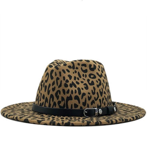 

2021 new print women winter hats wide brim band belt panama derby casual vintage black white felted men fedora hat zrez, Blue;gray