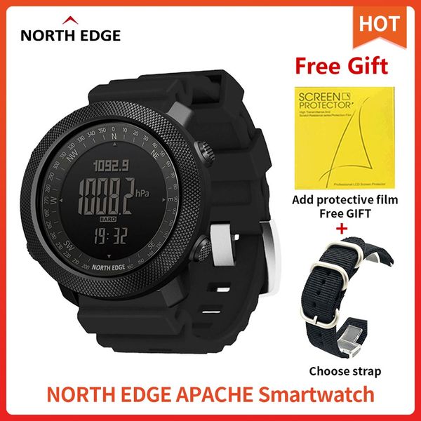 

north edge apache smart watch men sport smartwatch for running climbing swimming compass altimeter barometer waterproof 50mg, Slivery;brown