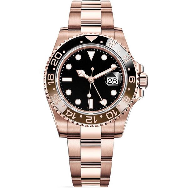 

wristwatches men's watches automatic mechanical watch sapphire glass stainless steel rose gold luminous gmt waterproof, Slivery;brown