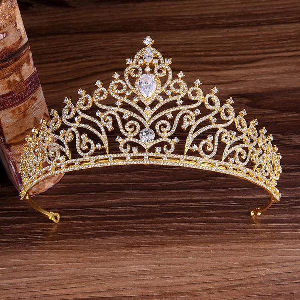 

hair clips & barrettes baroque vintage crystal bridal tiaras big crowns women rhinestone gold queen pageant diadem wedding accessories jewel, Golden;silver