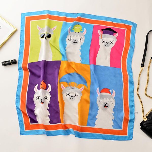 

scarves royalmaybe 2021 spring simulation silk small square scarf female decorative hair led factory direct sales, Blue;gray