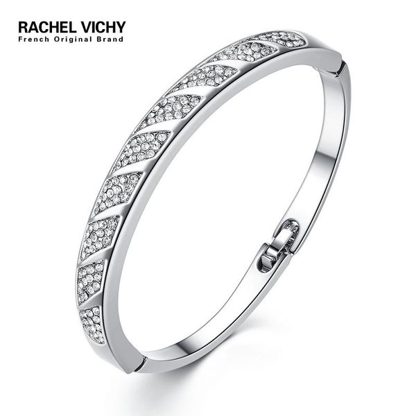 

charm bracelets rachel vichy luxury crystal for women gold silver color & bangles femme wedding zircon bangle jewelry b07, Golden;silver