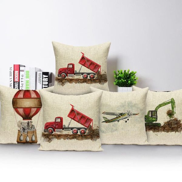 

cushion/decorative pillow animal elephant air balloon cushion cover engineering vehicle case for chair sofa home decor throw