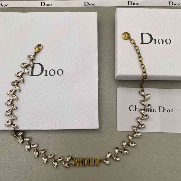 

70% off luxury jewelry harajuku women's cat gold punk ear of wheat inlaid dijia letter geometric necklace, Silver
