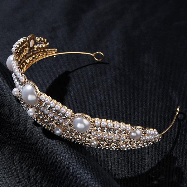 

hair clips & barrettes double layer faux pearls crown headband with sparkling rhinestones luxury handmade headdress for bridal bridesmaid ea, Golden;silver