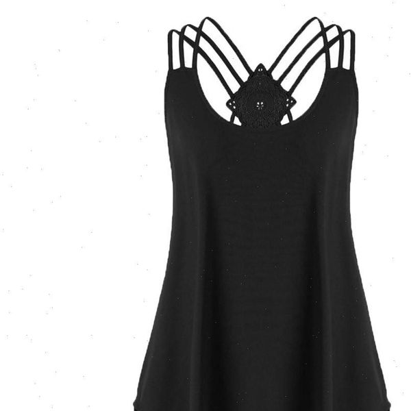 

5xl tank women ladies bandages sleeveless girl vest solid summer notes strappy streetwear women clothes 2021, White