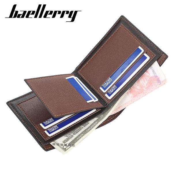 

baellerry mens wallet short multi-card male wallet fashion thin pu wallet men money bag carteira masculina dropshipping, Red;black