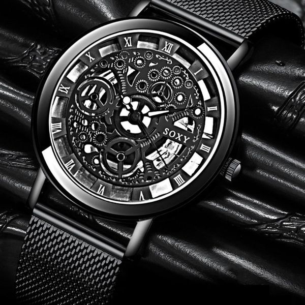 

wristwatches fashion watch silver golden luxury hollow steel watches men women hombre quartz wristwatch clock retro, Slivery;brown