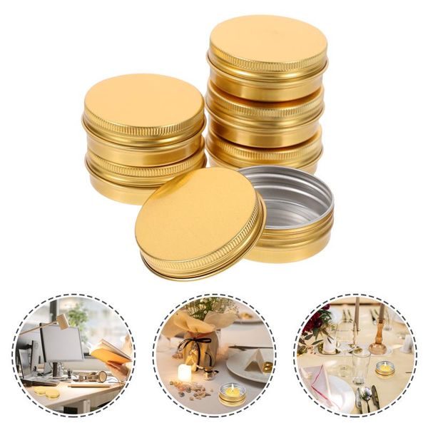 

gift wrap 6pcs cosmetics candle storage boxes round shaped tea aluminum case