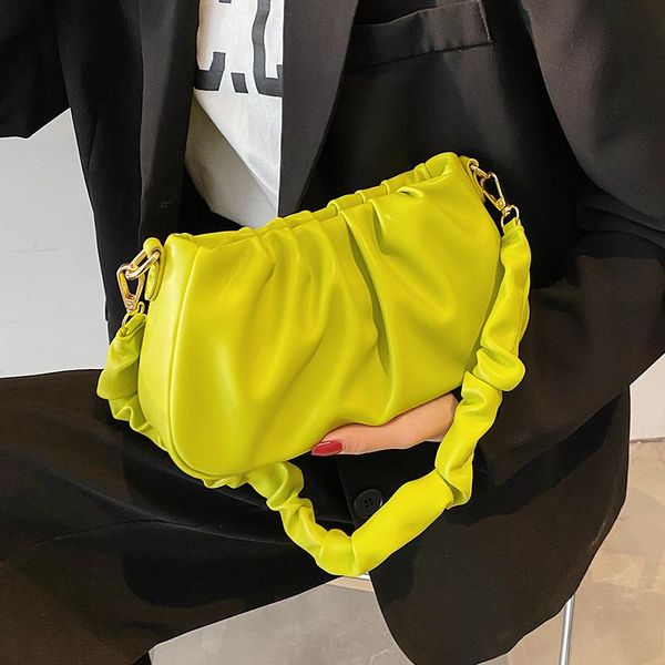 

evening bags folds design small pu leather crossbody for women 2021 simple ladies brand chain trend shoulder handbags and purses