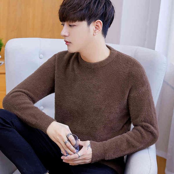

autumn winter round neck long sve sweater men's clothing thick warm sweaters zde2645, Black