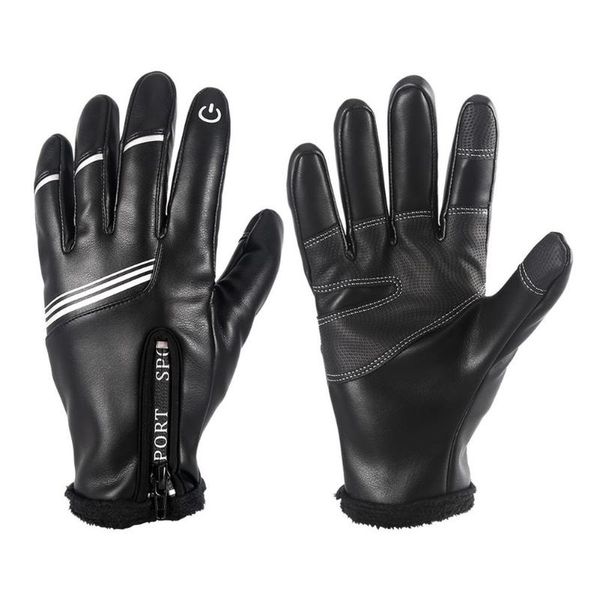 

cycling gloves mens touch screen winter motorcycle glove outdoor full finger mountain bicycle anti-skid moto, Black